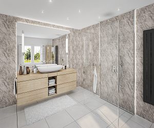 One Metre Panel (Dark Grey Marble Gloss)