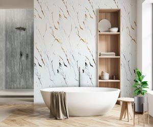 One Metre Panel (White Gold Marble Matt)